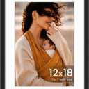 12x18 Picture Frame, Photo Frame with HD Plexiglass, Display Pictures 11x17 with Mat or 12x18 Without Mat for Wall Display, Wall Hanging Photo Frame,1 Pack, Black