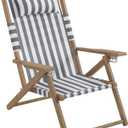Lavish Home Beach Chair - Outdoor Weather-Resistant Wood Folding Chair with Backpack Straps - 4-Position Reclining Seat - Beach Essentials (Gray), Adult
