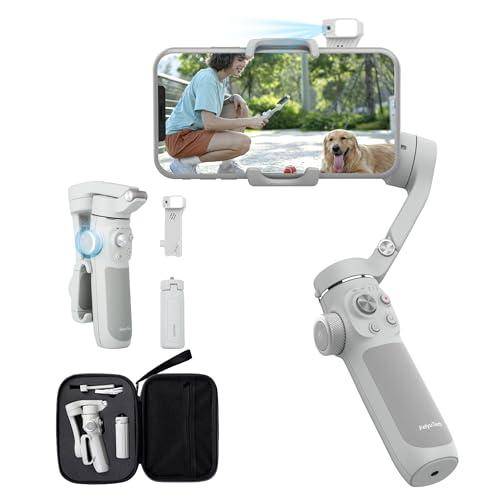 FeiyuTech VB 4SE Kit - Foldable 3-Axis Smartphone Gimbal Stabilizer, Carry Case, AI Tracking with Filllighting Module, Compatible with iPhone and Android for Vlogging,Video Recording