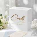 Ripeng Acrylic White Wedding Card Box with Lock Transfers Sticker Mirror Gold Acrylic Cards DIY Card Boxes for Wedding Decoration, Money Box for Bridal Baby Shower Party Reception Anniversary