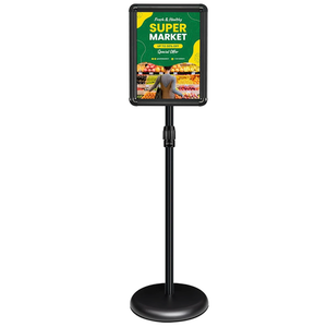 4 Pack Adjustable Pedestal Sign Holder - 11''x17'', Floor Standing Poster Stand for Vertical/Horizontal View, Outdoor/Indoor Sign Holders (Black, Round)