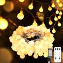 suddus String Lights for Bedroom, 33ft 100 Led Connectable Globe String Lights Indoor, Hanging Fairy Lights Plug in with Remote for Classroom, Room, Dorm, Outdoor, Christmas Tree Decor, Warm White