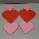 Qunclay 6 Pcs Valentine's Day Decorations 6.7", 5.5" Heart Wood Signs Table Decor Love Table Blocks Centerpiece Pink Red Tiered Tray Decor for Valentines Home Office Mantel Shelf Gift