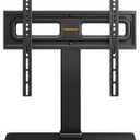 Perlegear TV Stand Mount, Universal Swivel TV Stand for 3265 Inch LCD/LED/OLED TVs up to 88 lbs, TV Legs with Tempered Glass Base, Height Adjustable TV Base Stand with Tilt, Max VESA 400x400mm (Deep Black)