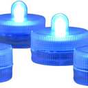 Halloween Lights Submersible LED Lights cr2032 Battery Powered Underwater Waterproof LED Tea Light for Events Wedding Centerpieces Vase Floral Xmas Holidays Home Decor Lighting(Pack of 12) (Blue)