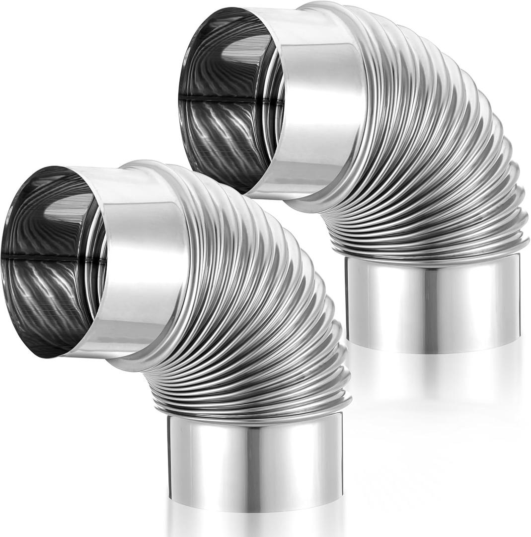 4 Inch 90 Degree Galvanized Dryer Elbow Vent Tube Connector Dryer Vent Elbow Connector Dryer for 4" HVAC Duct Ducting Pipe Hose Ductwork (2 Pcs)