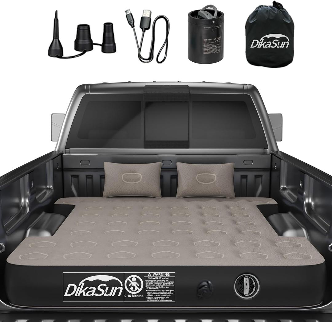 Truck Bed Air Mattress for 5.5-5.8 ft, Full Size Short Inflatable Mattress Short Truck Beds for Camper Outdoor Travel (Khaki)