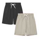 DANI CHINS Boys Loose Athletic Shorts with Pockets for Casual Sports Outdoor(Black, Beige, 12)