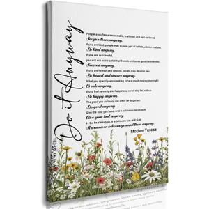 Nitelat Do It Anyway Christian Wall Art, Christian Bible Verse Canvas Wall Art Decor for Home Living Room Church, Wildflower Religious Scripture Canvas Pictures for Wall Decor, 16x24 Inch