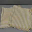ZWJD Throw Pillow Covers 20x20 Set of 2 Striped Pillow Covers with Fringe Chic Cotton Decorative Pillows Square Cushion Covers for Sofa Couch Bed Living Room Farmhouse Decor (Yellow)