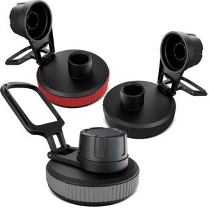3 Pcs Thermoflask Lid Replacement  Hydro Flask Lid Replacement for Wide Mouth 12 oz, 14 oz, 18 oz, 32 oz, 40 oz, 64 oz  Leak-Proof, Comfortable Grip, Easy Use, and Durable Food-Grade Plastic (3 Pcs Black/Red/Grey)