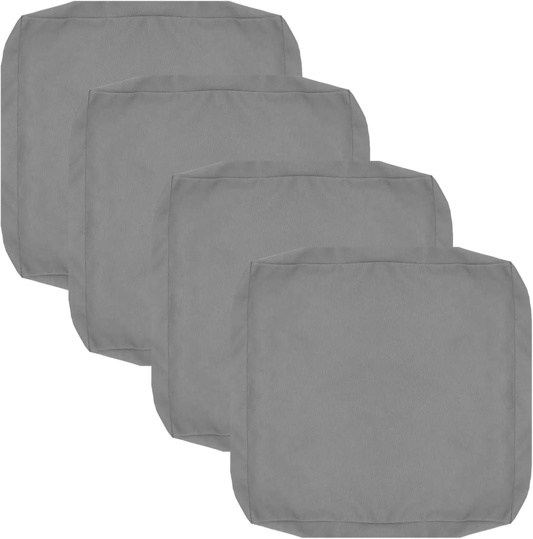 FLYMEI Patio Cushion Covers 18x18x2 Waterproof Outdoor Cushion Cover Replacement 4Packs Outdoor Seat Cushion Slipcover for Rattan Chair Sofa, Grey