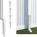 Fence Post Repair Stakes Kit – 1/ 8" Thickened Carbon Steel One-Piece Structure, Heavy Duty Ground Anchor Stake for Repairing or Reinforcing Broken/ Leaning Privacy Fence & Mailbox Post, White, 1-Pack