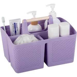 rejomiik Portable Shower Caddy Basket Plastic Cleaning Caddy Organizer Storage Tote with Handle for Bathroom, College, Dorm Room Essentials, Purple