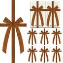 Daifunli 6 Pcs Christmas Velvet Cabinet Door Bows and Ribbons Large Christmas Door Cabinet Bows for Gifts Xmas Cabinets Furniture Kitchen Party Decorations (Brown)