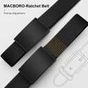 2-Pack TSA Non-Metal Belt for Men, 1.38" Elastic Nylon Ratchet Belt, Airport Friendly, Trim to Fit, Black (Black)