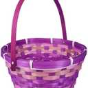 Decorative Woven Easter Basket, Purple, Round Design with Handle