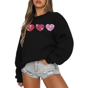 LUKYCILD Love Sweatshirt Women Valentine's Day Shirts Funny Graphic Long Sleeve Lightweight Shirt Holiday Pullover Tops, XL