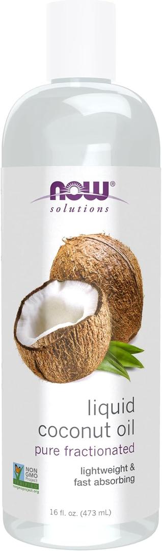 NOW Foods Solutions, Liquid Coconut Oil, Light and Nourishing, Promotes Healthy-Looking Skin and Hair, 16-Ounce