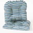 Klear Vu Gripper Overstuffed Universal Non-Slip Dining Chair Cushions for Kitchen Decor or Office Use, U-Shaped Skid-Proof Seat Pad, 15x15 Inches, 2 Count (Pack of 1), Gingham Blue