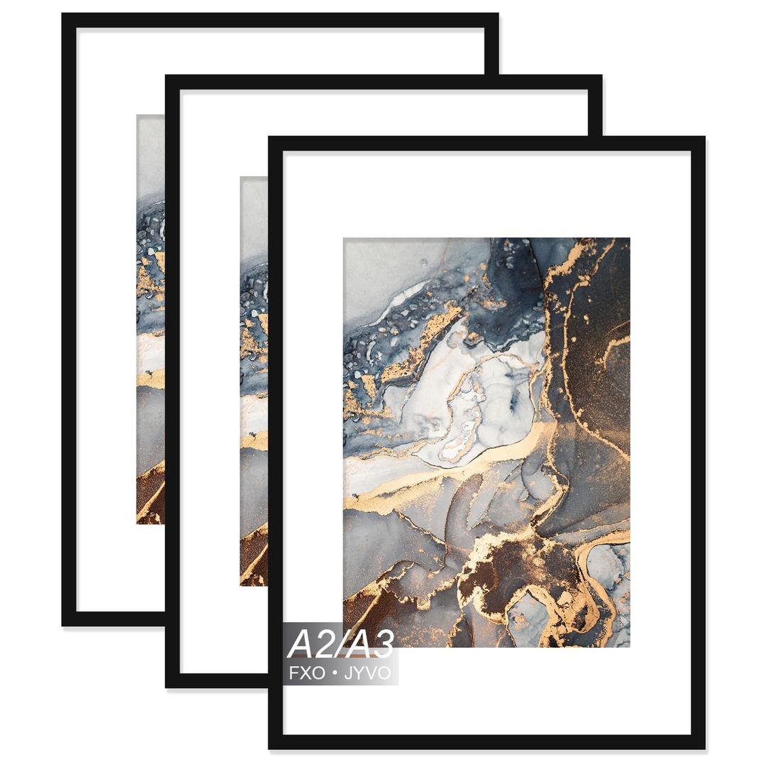 A2 Frame With A3 Mat, 16.5'' x 23.4'' Picture Frame for Wall,Black 1 Pcs