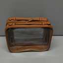 Clear Makeup Bag Toiletry Bag for Women Cosmetic Case Large Capacity Travel Make Up Bag Organizer Transparent Storage Compartment TSA Approved, BROWN, Clear Cosmetic Bag