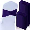 Moukeren 100 Pcs Spandex Chair Sashes Bows Bands Slider Sashes for Chair Covers Elastic Bands Ties Ribbon Decorations for Wedding Party Events Ceremony Birthday Banquet(Deep Purple)