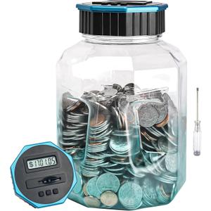 X-Large Piggy Bank for Adults Kids, Vcertcpl Digital Coin Counting Bank with LCD Counter, 2.4L Capacity, Great Coin Counter Bank Money Counting Jar with Total Amount Displayed (G Blue, X-Large)