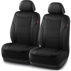 Rubbermaid Leather Car Seat Cover Universal Front Seat Cover, Airbag Compatible, Easy to Install, Water-Resistant and Durable Automotive Seat Cover for Cars, Trucks, SUVs, Vans Black