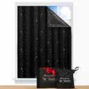 Portable Blackout Curtains (60" x 80") - Travel Blackout Curtains for Baby Nursery w/Stars - Portable Blackout Shades w/UV & Thermal Protection - 20 Stick on Suctions & Velcro Blackout Window Cover