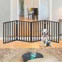 Pet Gate - 4-Panel Indoor Foldable Dog Fence for Stairs, Hallways, or Doorways - 72x24-Inch Wood Freestanding Dog Gates by PETMAKER (Black)