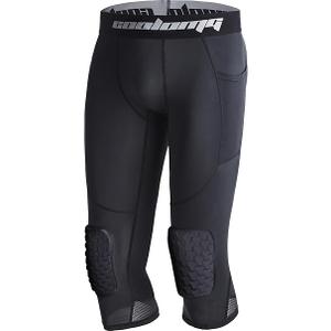 COOLOMG Basketball Leggings with Knee Pads for Kids Youth 3/4 Compression Pants Capri Tights Side Pockets 2pcs M