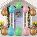 Hollowfly 12 Pcs 16 Inch Inflatable Easter Eggs Decorations Pastel Gold Leaf Speckled Easter Eggs Outdoor Inflatables Decor for Garden Yard Lawn Holiday Party Supplies (Gold Leaf)