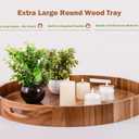 Extra Large Round Serving Tray, 20INCH, Heavy Duty Acacia Wood Trays for Big Ottoman Coffee Table Counter Giant Decorative Organizer Tray, Huge Kitchen Serveware Cheese Board Charcuterie Tray