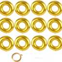 12pcs Gold Ring Birthday Party Balloons, 28in/71cm Large Foil Gold Ring Balloons for Birthday Baby Shower Cartoon Theme Party Carnival Room Decor Supplies