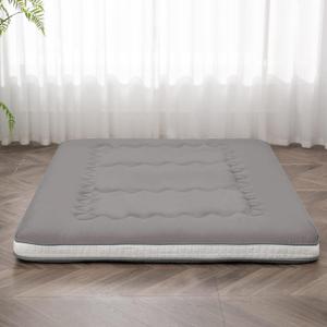 Japanese Floor Futon Mattress Extra Thick Folding Roll Up Bed Topper Mat for Guest,Lounger and Tavel (Twin, Darkgrey)