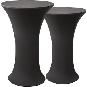 2 PCS 24x43 Inch Round Cocktail Table Covers, High Top Elastic Wrinkle Resistant Spandex Fitted Tablecloths, Highboy Stretch Bar Table Cloths for Party Banquet Bistro Pub Restaurant Black