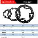 BUCKLOS 64/104 BCD Bike Chainring Set with Pin, Steel CNC Alloy Double/Triple MTB Chainring 22T 24T 26T 32T 38T 42T 44T 4 Bolts Mountain Bicycle Chainrings 8 9 10 Speed Compatible