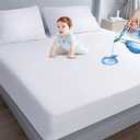 Moonsea Queen Size Mattress Protector Waterproof,Mattress Cover Protector, Smooth Top Mattress Protector for Kids, Breathable Skin Friendly and Noiseless Fitted Sheet Queen Size,Polyester