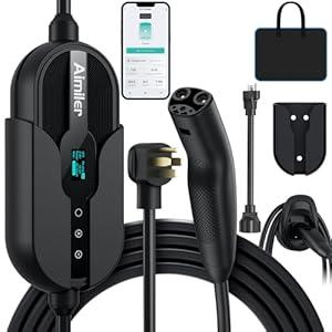 AIMILER Level 2 Tesla Charger(Wireless WiFi APP), 240V, 32 Amp, NEMA 14-50 Plug, 25ft Cord - Portable/ Home NACS Connector Electric Car(EV) Charger for Tesla - Compatible with Tesla Model X/ Y/ 3/ S