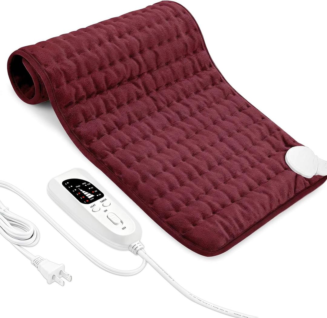 Electric Heating Pad with 6 Heat Settings, Auto Shut Off, Dry Electric Heating for Back Neck Knee Arms Legs Shoulder Heat Pads for Christmas Birthday Father Mother's Day, 24"x12"