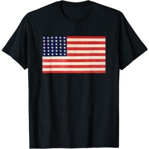 USA Flag Basic for Men Women and Kids US Patriotic Simple T-Shirt (Black, S)