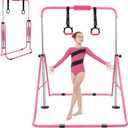 YEEGO DIRECT Gymnastics Bar for Kids with Rings, Folding Gymnastics Bars Horizontal Bar for Kids Ages 3-10, Expandable for Home Training Kids Gifts for Girls Boys, Adjustable Height between 35'' and 51''