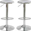 CAROLMADE Bar Stools Set of 2, Adjustable Metal Bar stools Swivel Counter Height Stool Backless Barstools for Kitchen Island Pub, Chrome