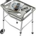 Bluestone Walker Tray Table with 2 Cup Holders, Gray