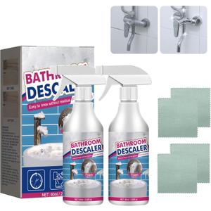 Bathroom Descaler Spray, 2 PCS Stubborn Stains Cleaner, Bathroom Foam Cleaner Spray, Bubble Cleaner Foam Spray, All Purpose Rinse Cleaning Foam for Bathroom