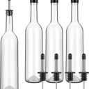 Maxdot 4 Pcs Long Neck Bottle with Pourer 750ml Glass Liquor Bottle juice Pour Bottles Syrup Bottles Glass for Home Wine Liquor Juice Making Wedding Anniversary Party (Stainless)
