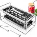 Stainless Steel Ice Cube Trays with Lever - Vintage Metal Ice Trays for Kitchen & Bar (2)