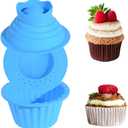 Giant Cupcake Molds,Dishwasher Safe Big Top Silicone Cupcake Molds,Non-Stick Jumbo Caupcake Bake sets for Easy Cake Decorating and DIY Bake tools(3 pack) (Blue)