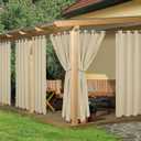 HolidayIdeas Outdoor Curtains for Patio Waterproof, 6 Panels - 54x84 Inches - Weatherproof Privacy Outsides Curtains for Cabana Porch Pergola, Sunlight & UV Blocking (Cream, Grommet Top)